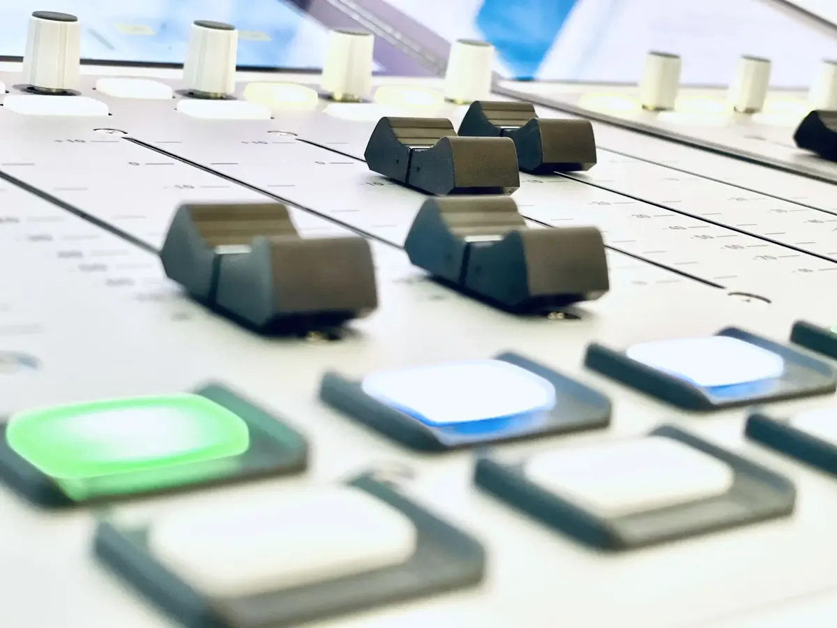 Mixing console in a recording studio